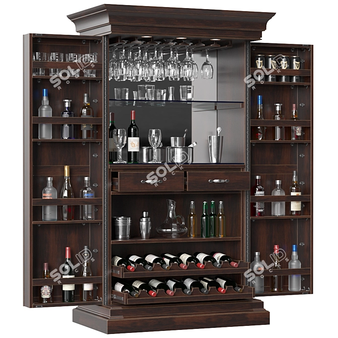 Elegant Home Bar Cabinet 3D model image 1