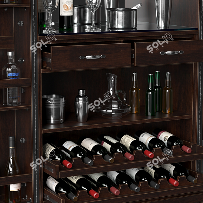 Elegant Home Bar Cabinet 3D model image 4