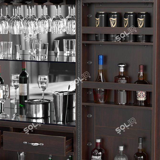 Elegant Home Bar Cabinet 3D model image 5