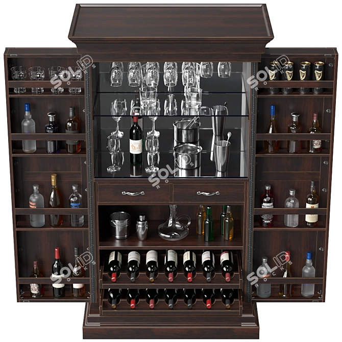 Elegant Home Bar Cabinet 3D model image 6