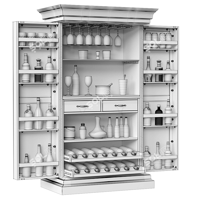 Elegant Home Bar Cabinet 3D model image 7