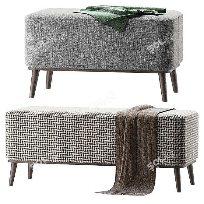 Stylish Roob Look Designer Poufs 3D model image 1