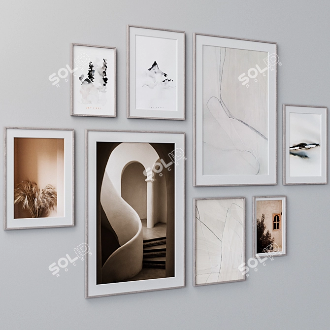 Elegant Wall Paintings Set 3D model image 3