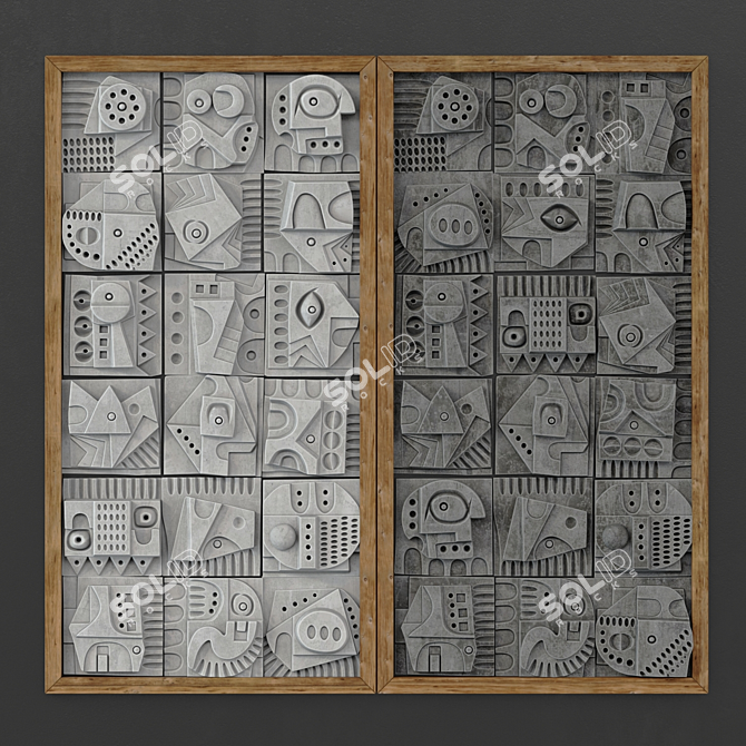 Hieroglyphs Decorative Cube Panel 3D model image 2