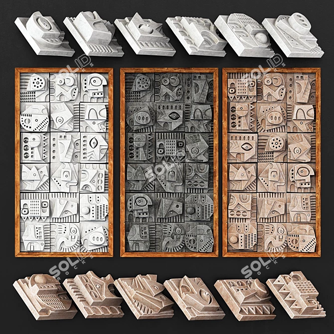 Hieroglyphs Decorative Cube Panel 3D model image 4