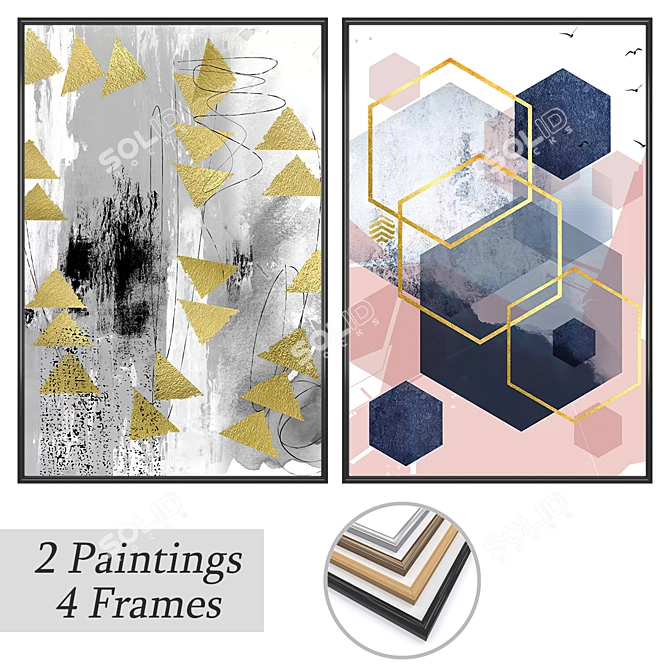 Elegant Paintings with Multiple Frame Options 3D model image 1