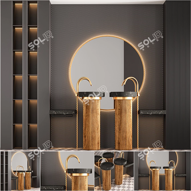 Modern Bathroom Furniture Set 3D model image 1