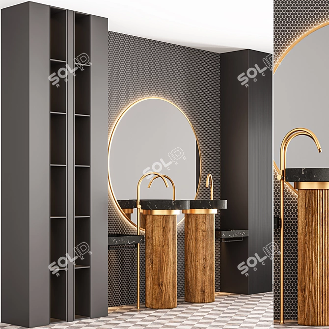 Modern Bathroom Furniture Set 3D model image 2