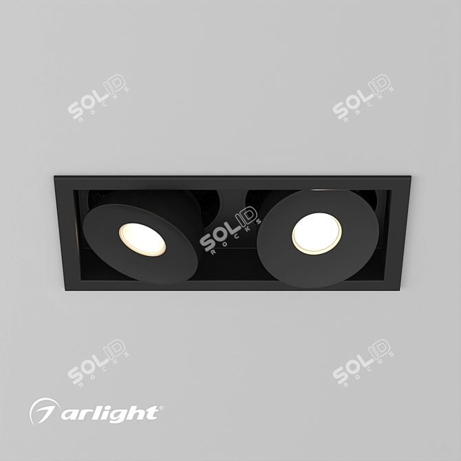 Title: Sleek Adjustable Dual-Module LED Panel 3D model image 1