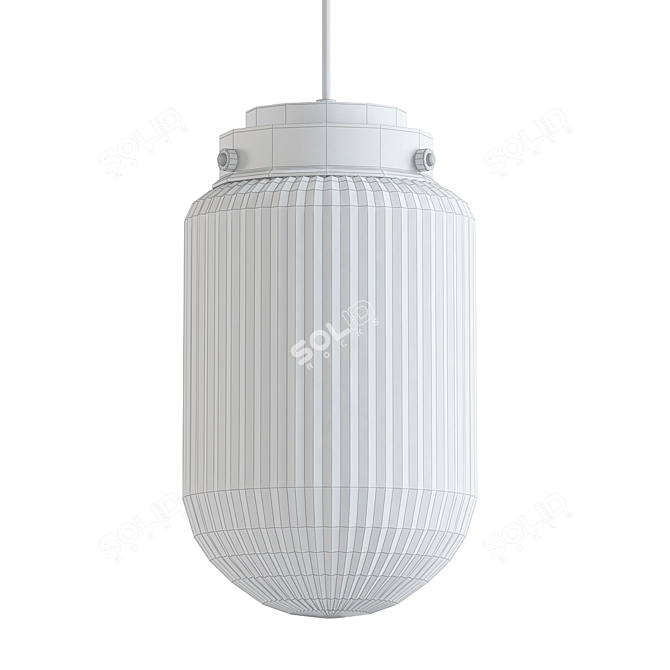 Sleek Oval Glass and Industrial Metal Pendant 3D model image 4