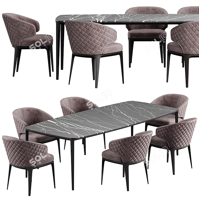 Modern Poliform ATOM Chair and HENRY Table Set 3D model image 1