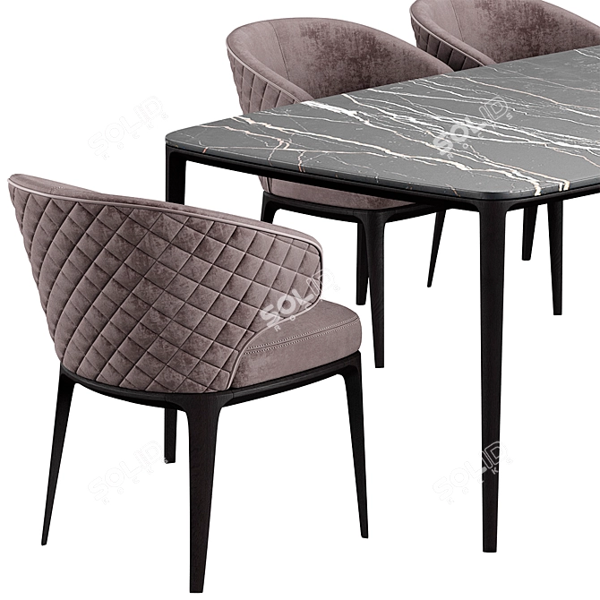 Modern Poliform ATOM Chair and HENRY Table Set 3D model image 3