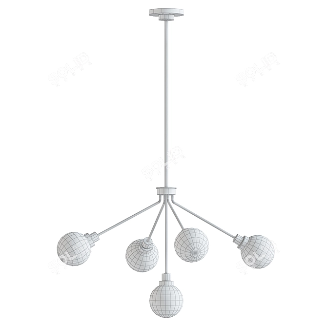 Sleek 5-Light Sputnik Chandelier 3D model image 3