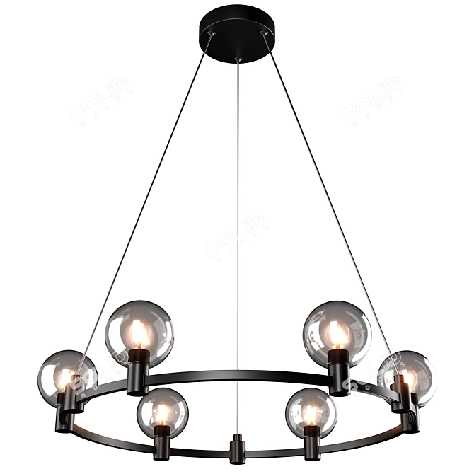 Industrial Loft Pendant Lamp - 6 Lights 3D model image 1