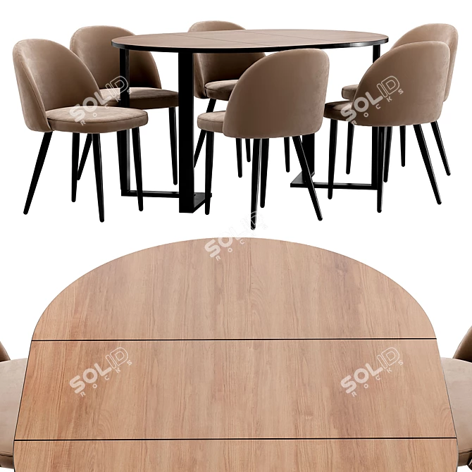 Elegant Melody Dining Set: Sheffilton Table & Chairs 3D model image 2
