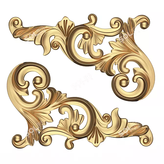 Elegant Carved Plaster Corner Decoration 3D model image 1