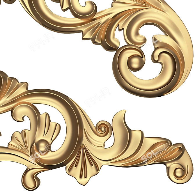 Elegant Carved Plaster Corner Decoration 3D model image 4