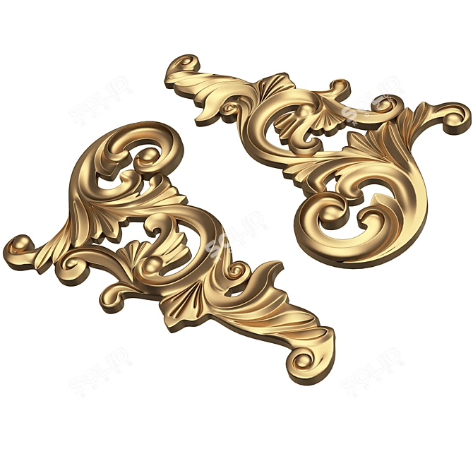 Elegant Carved Plaster Corner Decoration 3D model image 5