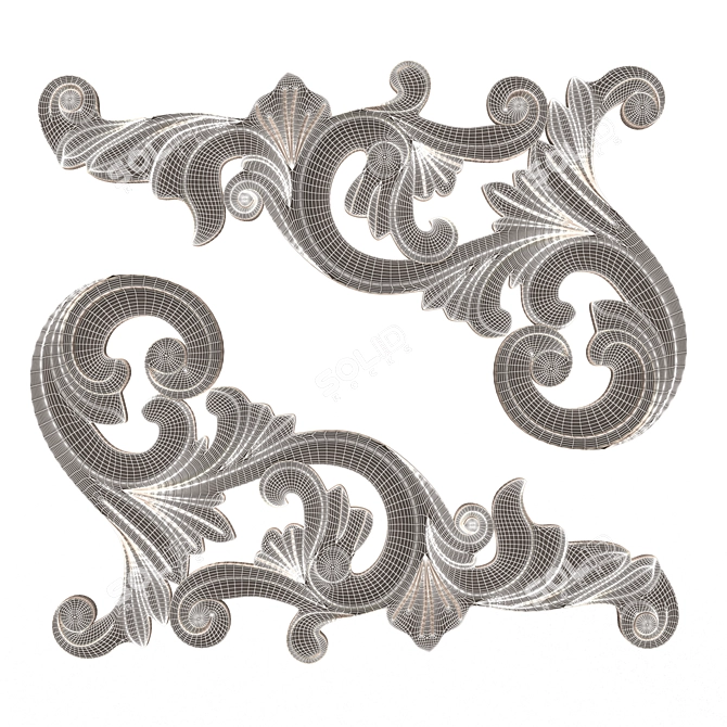 Elegant Carved Plaster Corner Decoration 3D model image 6