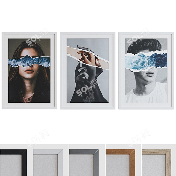 Modern Collage Picture Frame Set 3D model image 1