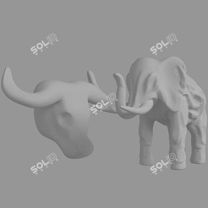 Wooden Metal Animal Figurines 3D model image 4