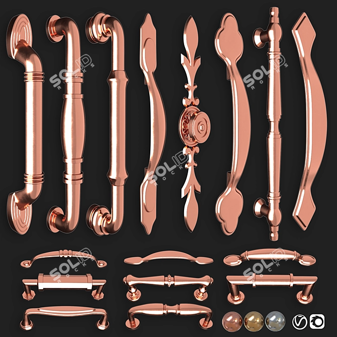 Elegant Door Knobs & Handle-Set 3D model image 4