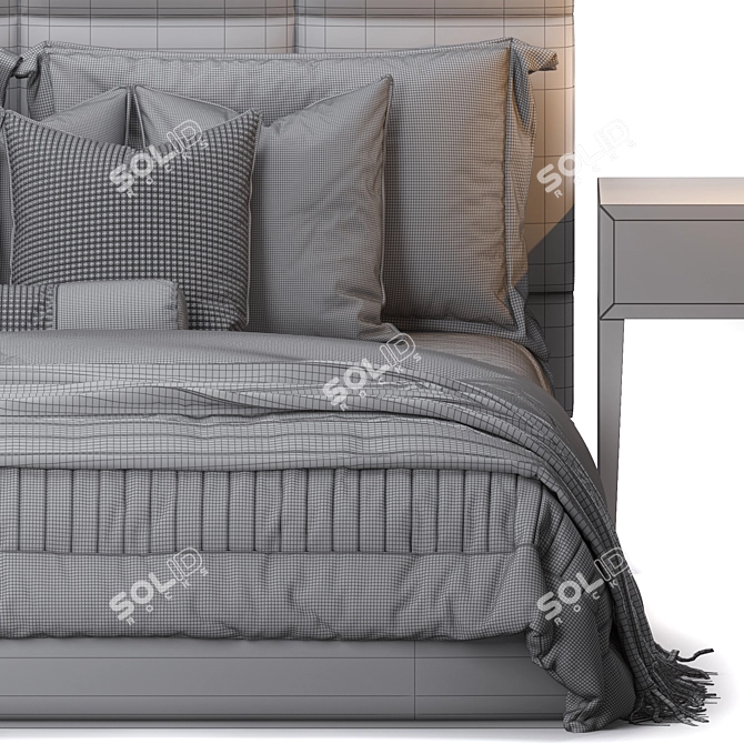 Elegant Upholstered Headboard - 187cm Width 3D model image 4