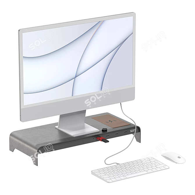 2021 Apple iMac 24" with Flash Memory & Monitor Stand 3D model image 4