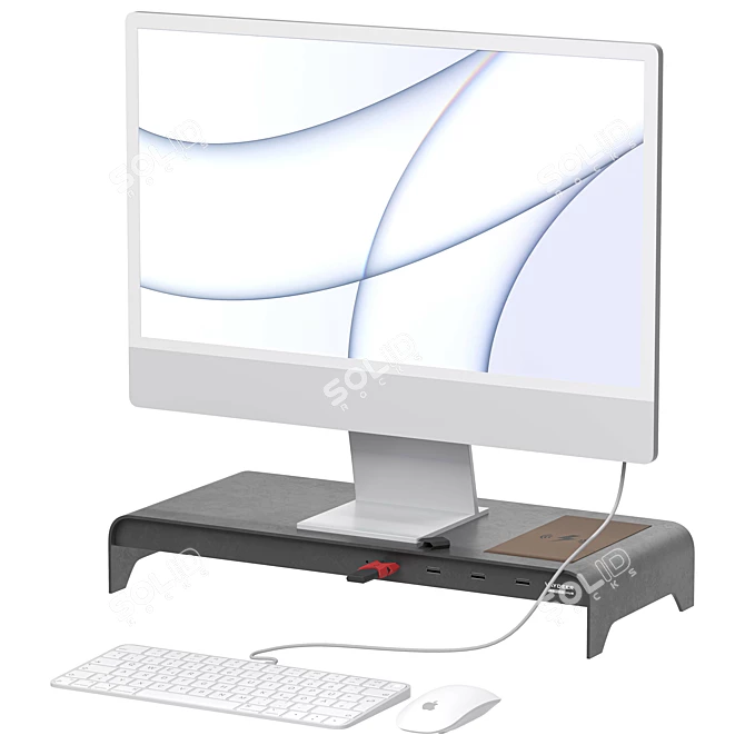2021 Apple iMac 24" with Flash Memory & Monitor Stand 3D model image 5