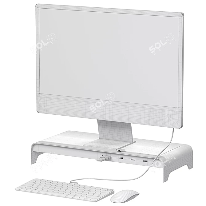 2021 Apple iMac 24" with Flash Memory & Monitor Stand 3D model image 6