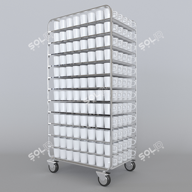 Versatile TShG 12 Dish Trolley with Trays & Cups 3D model image 1