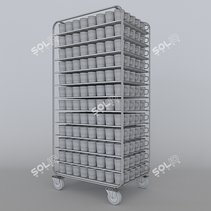 Versatile TShG 12 Dish Trolley with Trays & Cups 3D model image 2