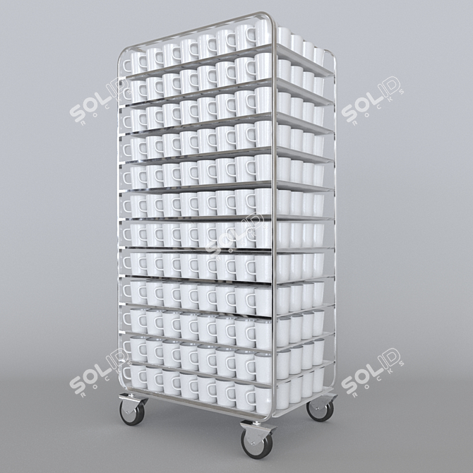 Versatile TShG 12 Dish Trolley with Trays & Cups 3D model image 3