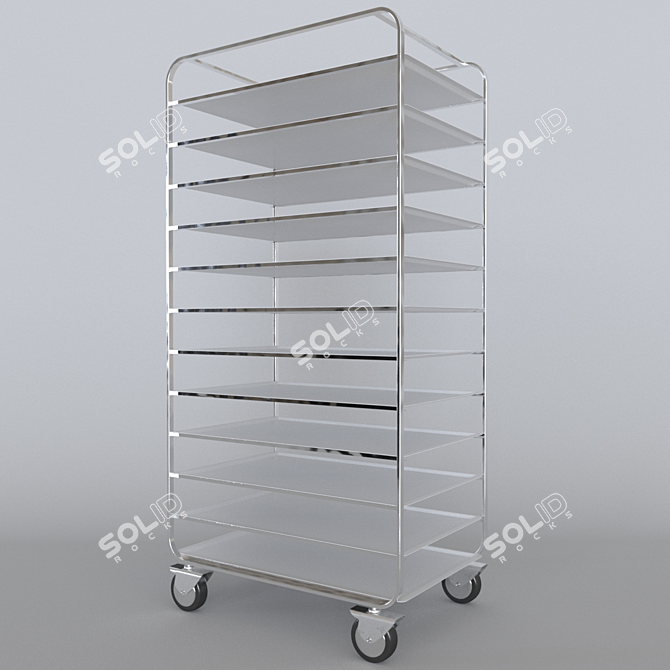 Versatile TShG 12 Dish Trolley with Trays & Cups 3D model image 4