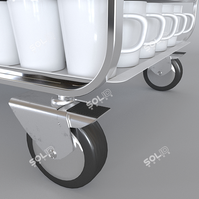 Versatile TShG 12 Dish Trolley with Trays & Cups 3D model image 6