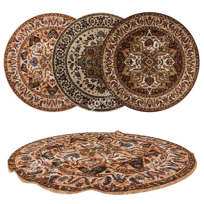 Round Rug Set: Versatile 6-Piece Collection 3D model image 1