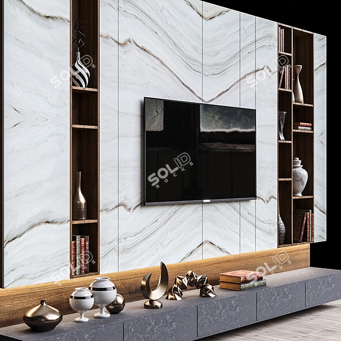 Modern TV Wall Design 3D model image 2