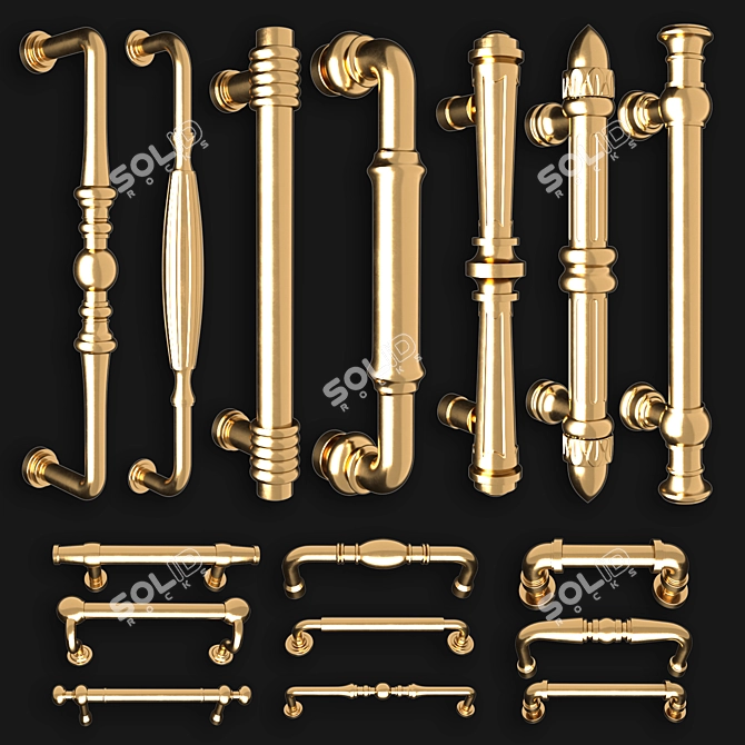 Door Knobs & Handle-Set 003: Stylish Collection 3D model image 2