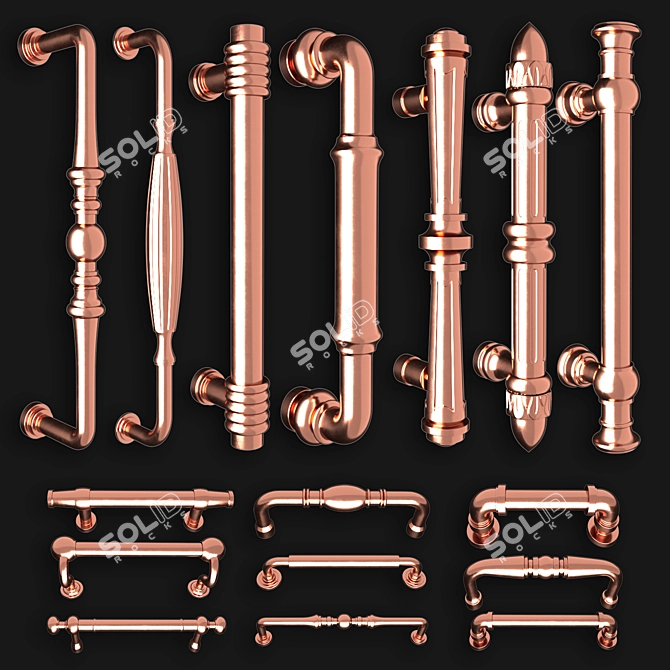 Door Knobs & Handle-Set 003: Stylish Collection 3D model image 3