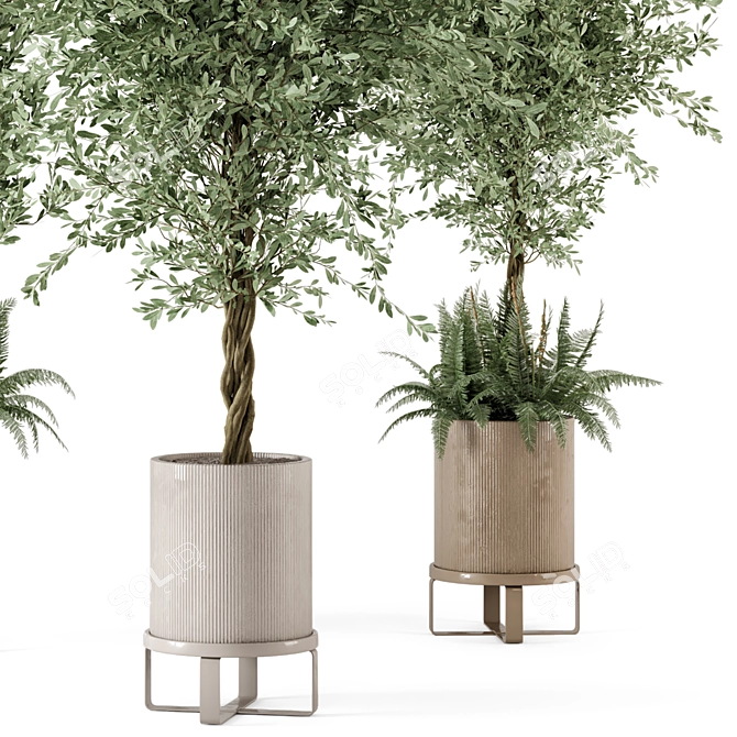 Artificial Indoor Plants Set with Ferm Living Bau Pot 3D model image 3