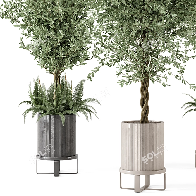 Artificial Indoor Plants Set with Ferm Living Bau Pot 3D model image 4