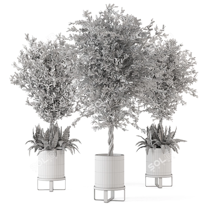 Artificial Indoor Plants Set with Ferm Living Bau Pot 3D model image 5