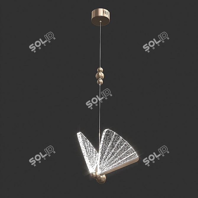 Golden Butterfly LED Pendant Light 3D model image 2