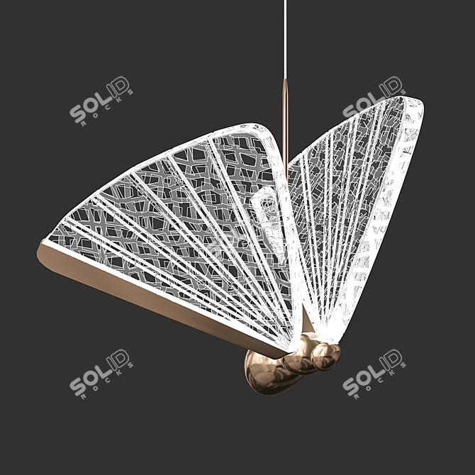 Golden Butterfly LED Pendant Light 3D model image 4