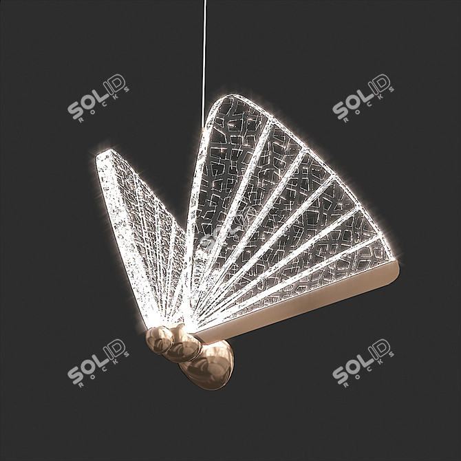 Golden Butterfly LED Pendant Light 3D model image 7