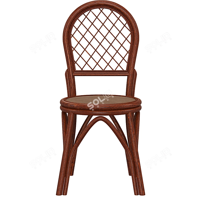 Wicker Rattan Wooden Dining Chair 3D model image 3