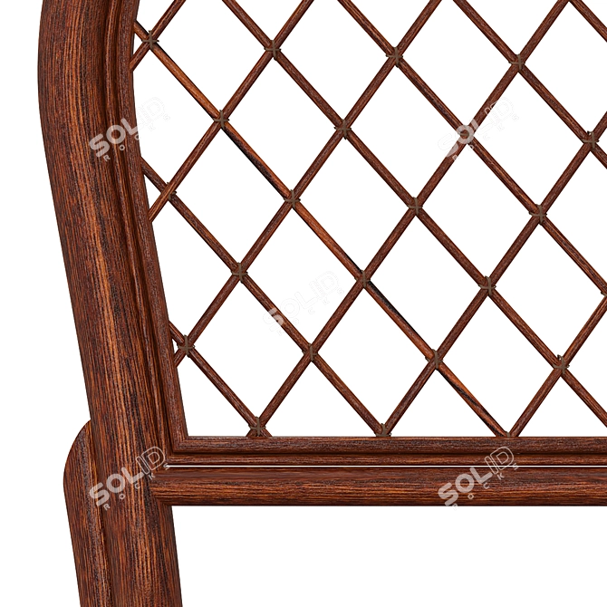 Wicker Rattan Wooden Dining Chair 3D model image 4