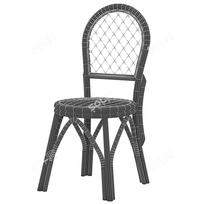 Wicker Rattan Wooden Dining Chair 3D model image 5