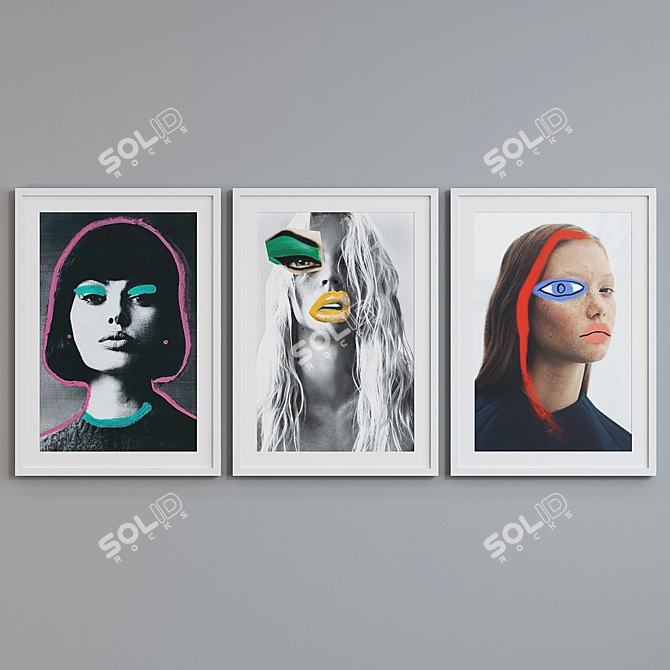 Modern Pop Art Collage Picture Frame Set 3D model image 2
