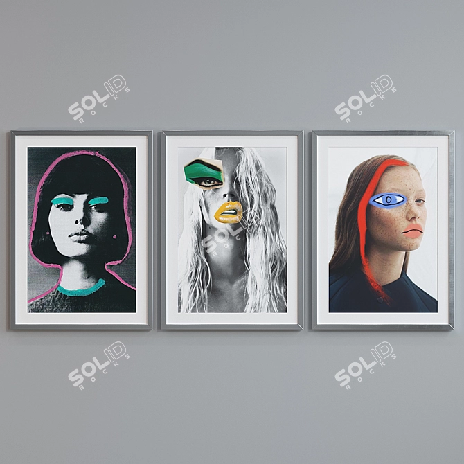 Modern Pop Art Collage Picture Frame Set 3D model image 3